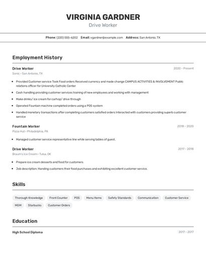 Drive Worker Resume