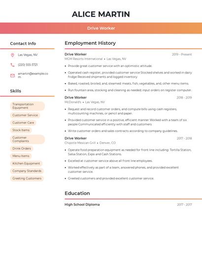 Drive Worker Resume