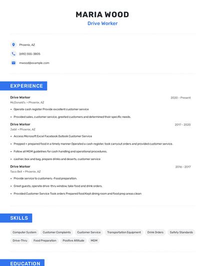 Drive Worker Resume