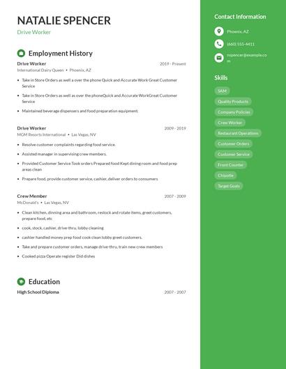 Drive Worker Resume