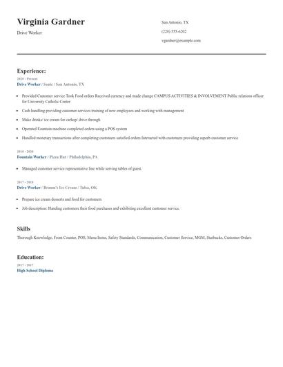 Drive Worker Resume