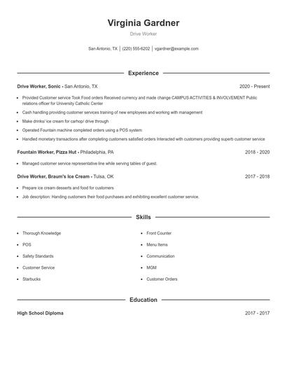 Drive Worker Resume