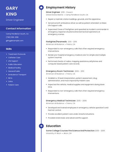 Driver Engineer Resume