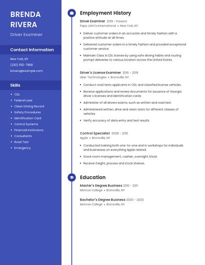 Driver Examiner Resume