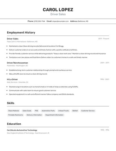 Resume example 2