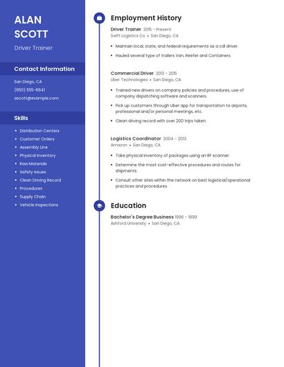 Driver Trainer Resume