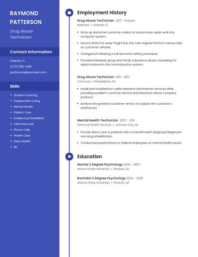 Drug Abuse Technician Resume