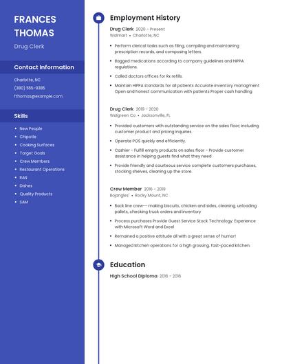 Drug Clerk Resume