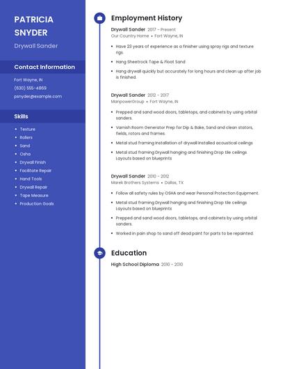 Drywall Sander Resume