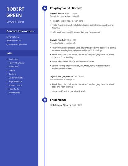 Drywall Taper Resume