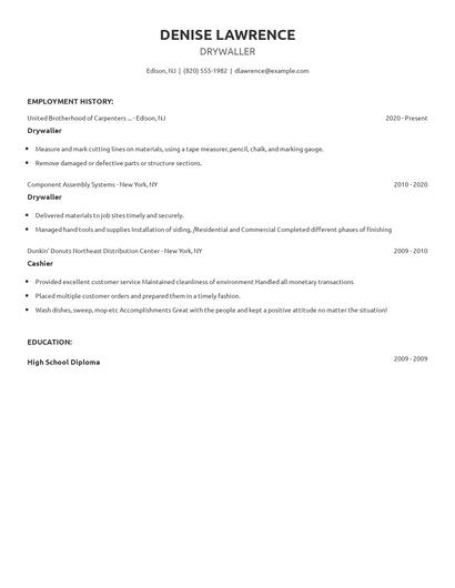 Drywaller Resume
