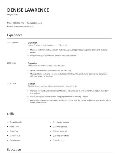 Drywaller Resume