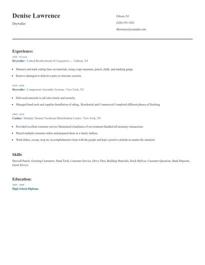 Drywaller Resume