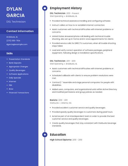 DSL Technician Resume