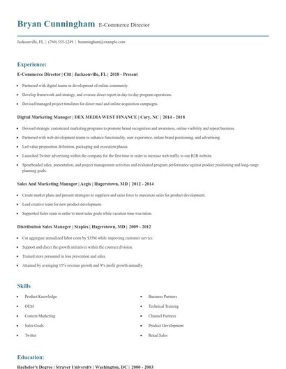 E-Commerce Director Resume