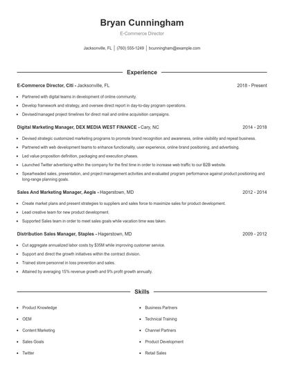 E-Commerce Director Resume