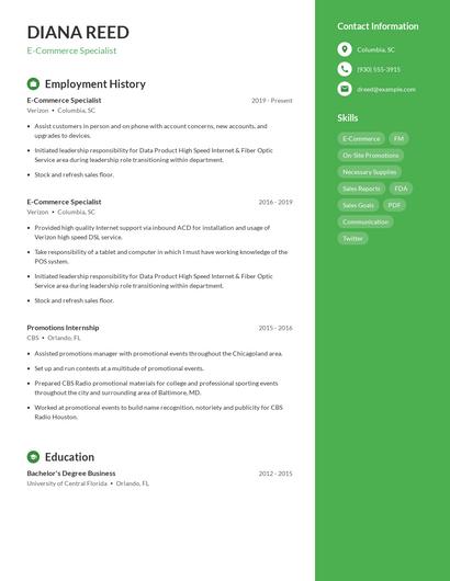 E-Commerce Specialist Resume