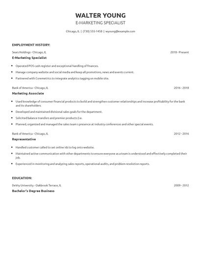 E-Marketing Specialist Resume