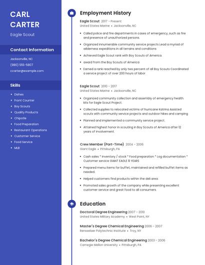 Eagle Scout Resume