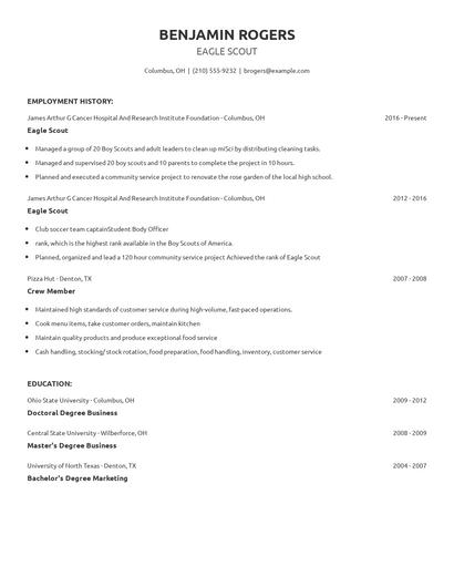 Eagle Scout Resume