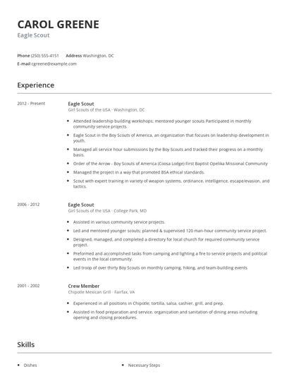 Eagle Scout Resume