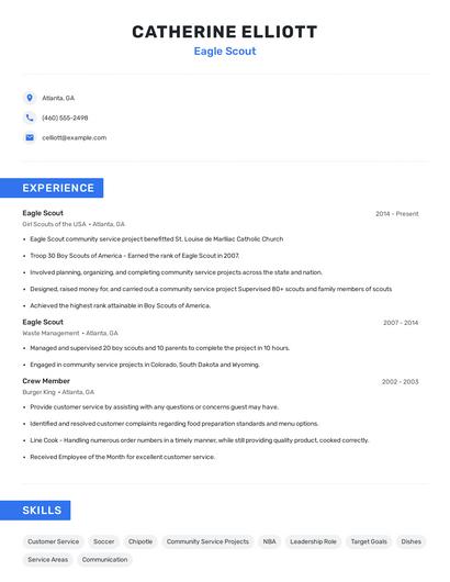 Eagle Scout Resume