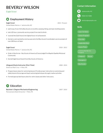 Eagle Scout Resume