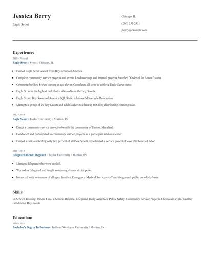 Eagle Scout Resume