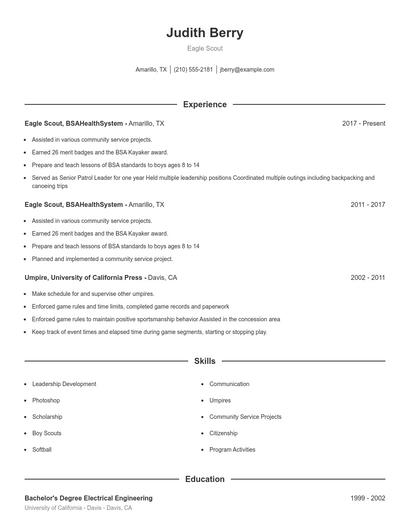 Eagle Scout Resume