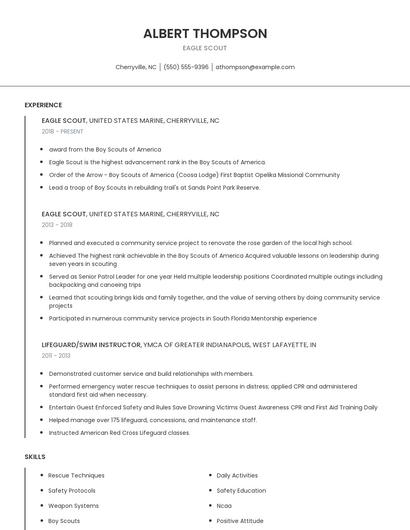 Eagle Scout Resume