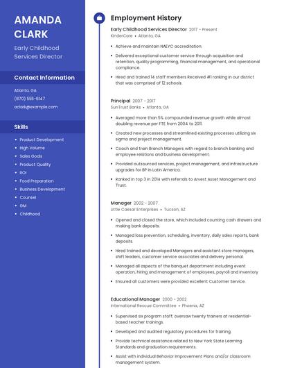 Early Childhood Services Director Resume