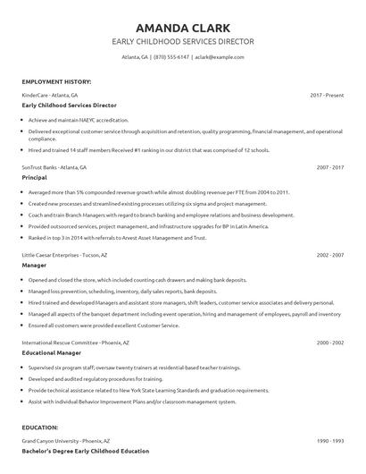 Early Childhood Services Director Resume