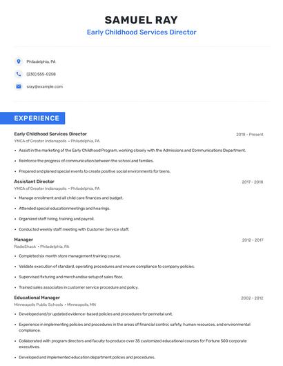 Early Childhood Services Director Resume