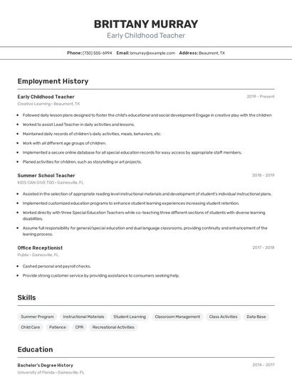 Resume example 2