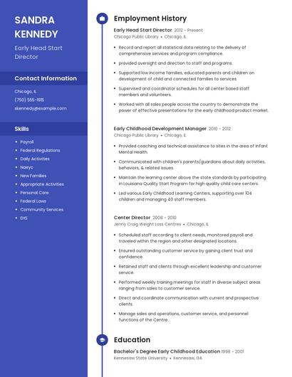 Early Head Start Director Resume
