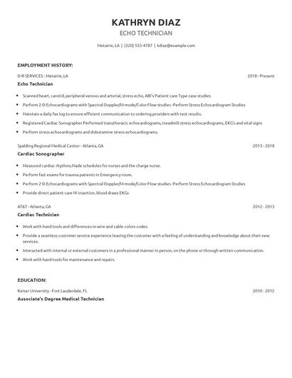 Echo Technician Resume