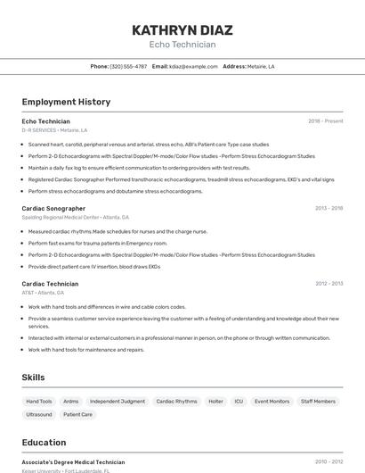 Echo Technician Resume