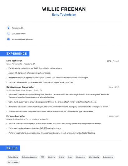 Echo Technician Resume