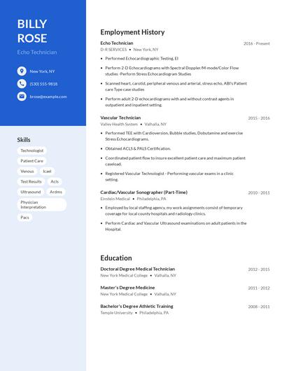 Echo Technician Resume