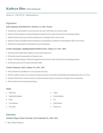 Echo Technician Resume