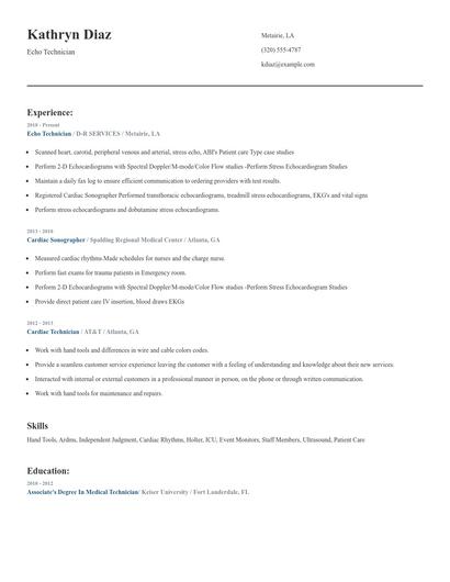 Echo Technician Resume
