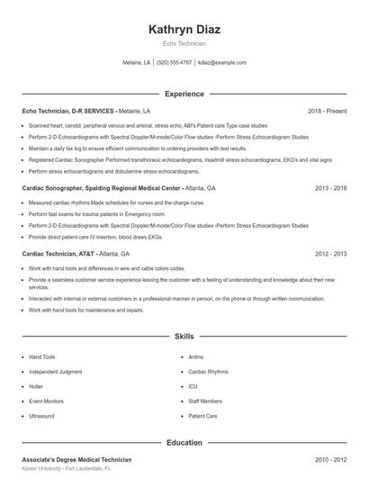 Echo Technician Resume