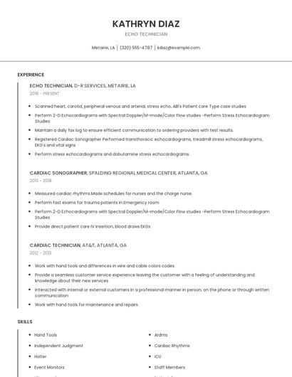 Echo Technician Resume