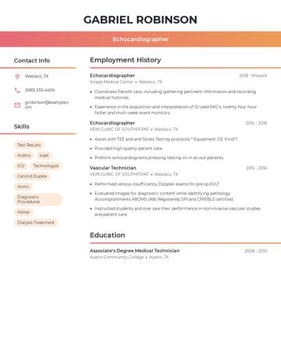 Echocardiographer Resume