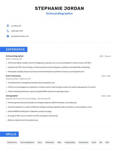 Echocardiographer Resume