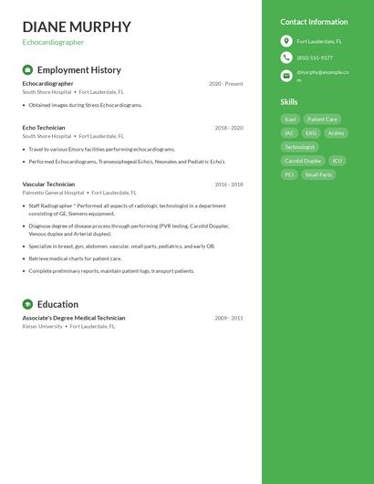 Echocardiographer Resume