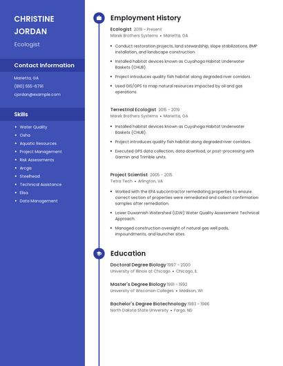 Ecologist Resume