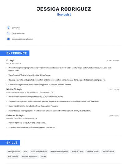 Ecologist Resume