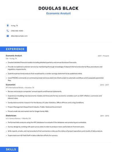 Economic Analyst Resume