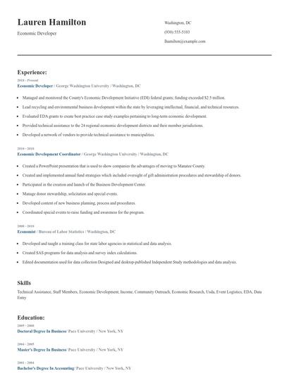 Economic Developer Resume